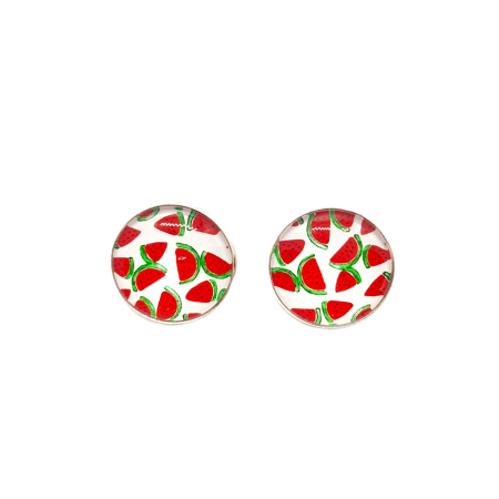 earrings stud steel silver strumberries